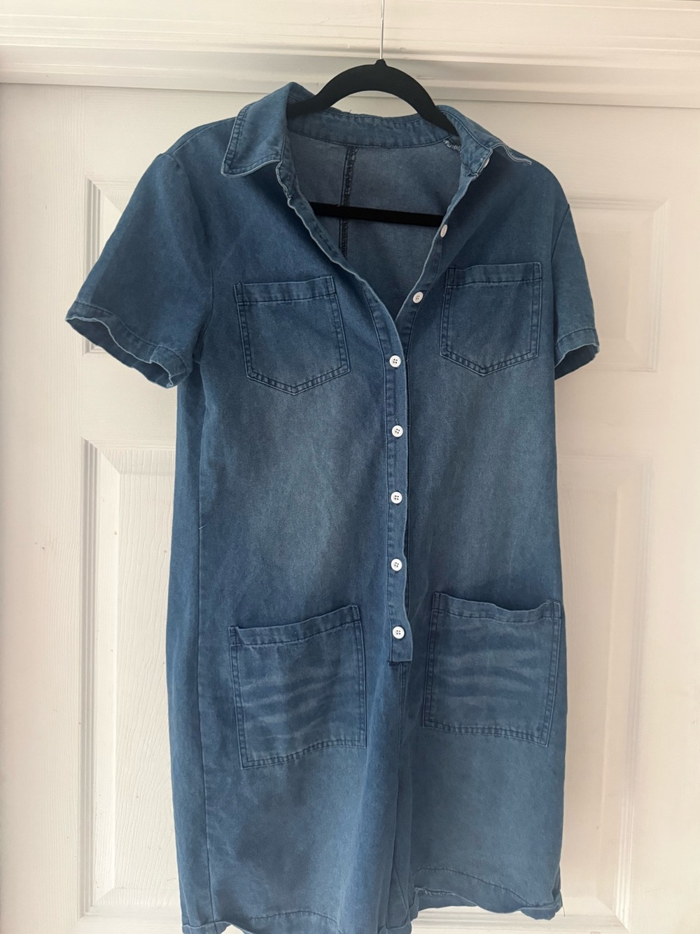 Denim romper fits size medium to large